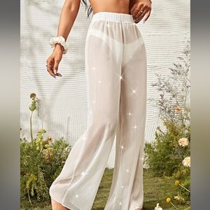 SHEIN coverup sheer metallic pants